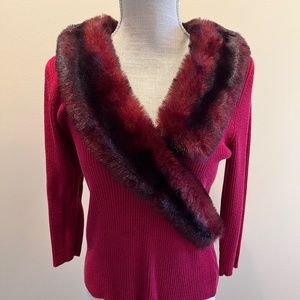 Ballinger Gold Sweater with Fur Trim